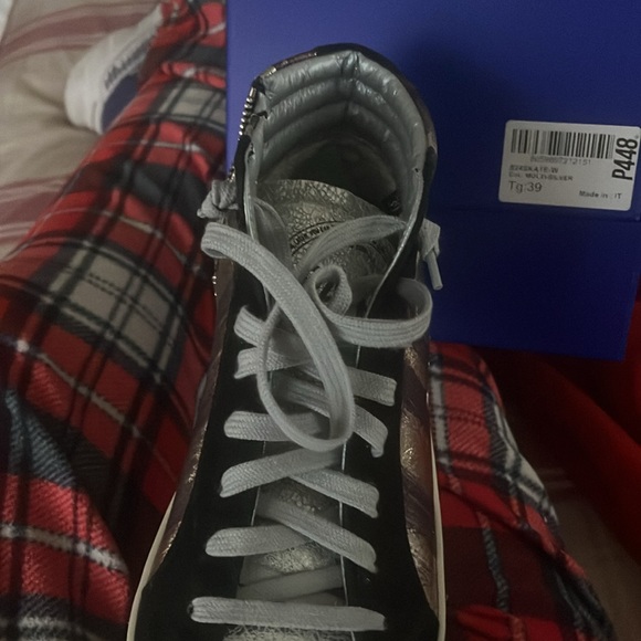 P448 hightop silver strip new nwt 39 shoes sneakers - Picture 1 of 8